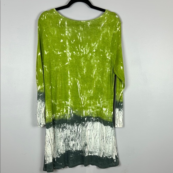 Parsley & Sage Green and White Tie-Dye Long Sleeve Tunic Top Size Large - Picture 9 of 9